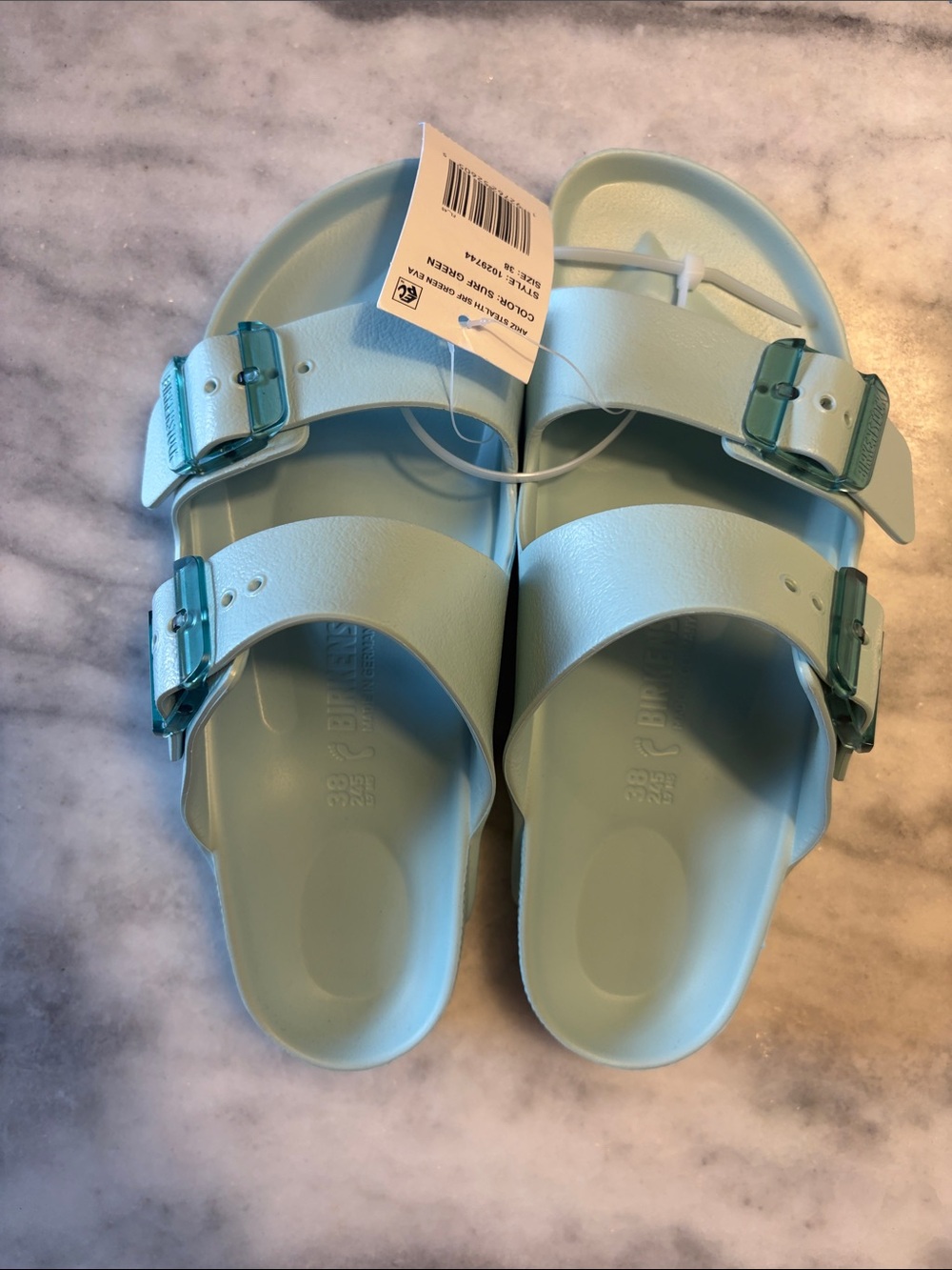Birkenstock Light Blue Double-Buckle Slide Sandals